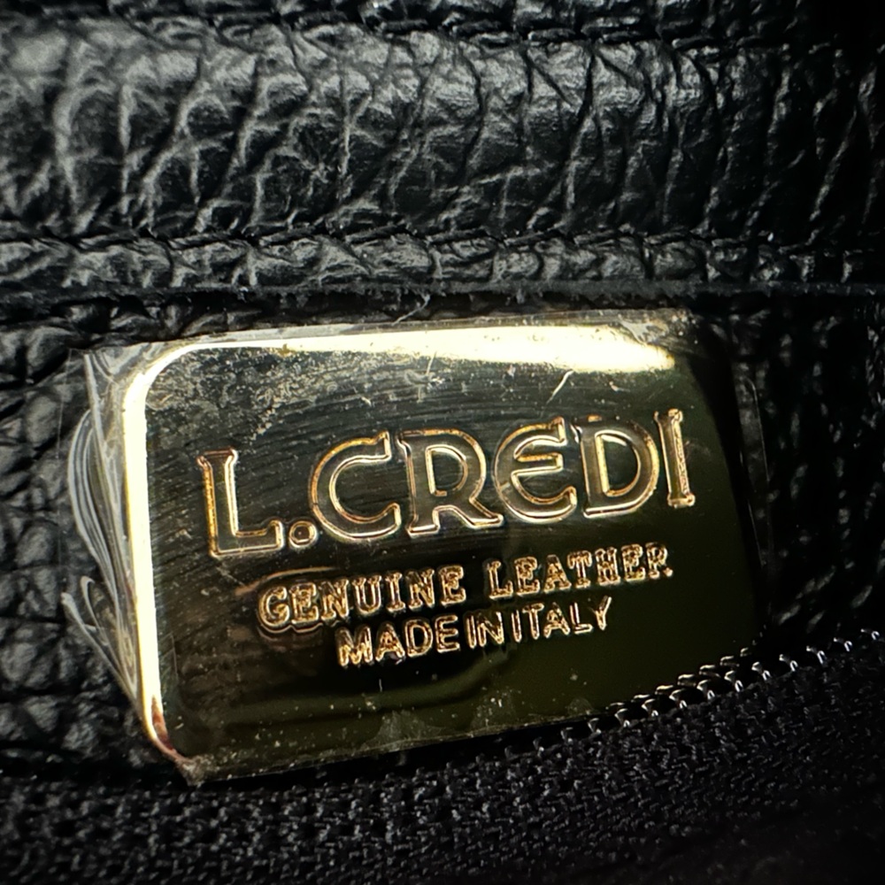 L. Credi | Fine Black Pebbled Leather Backpack Made in Italy - Picture 8 of 13